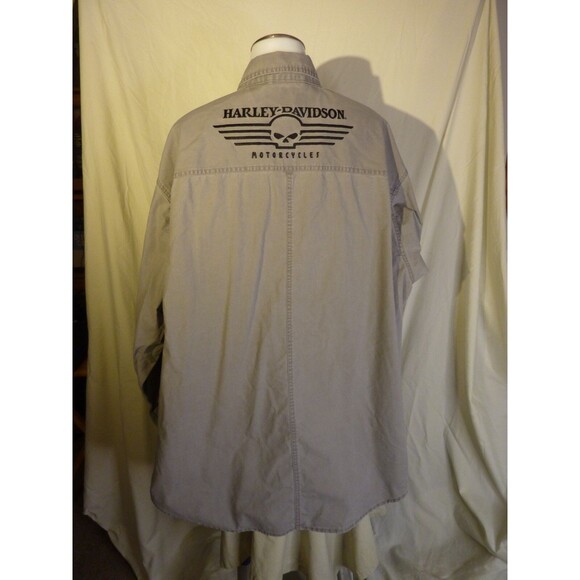 Harley-Davidson Mens Khaki Color Embroidered American Snap Front Shirt Size 2X - Picture 3 of 5